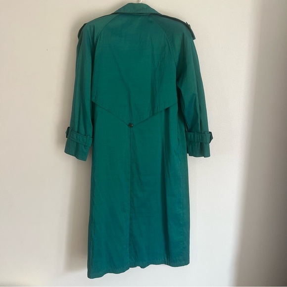 London Fog Teal Double-Breasted Trench Coat One Size - Picture 10 of 14